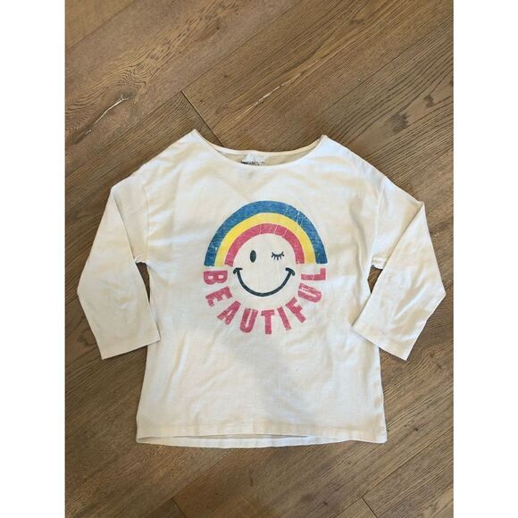Gap White Graphic 3/4 Sleeve Tee w/ Button Detail, Girls XXL - Picture 1 of 4